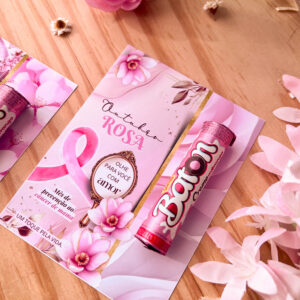 Batom chocolate da garoto Personalizado - Outubro Rosa