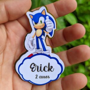Aplique 3D para Tubete Sonic  |  Aniversário | Festa Infantil | Lembrancinhas Personalizadas
