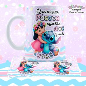 Caneca Personalizada- Páscoa  Lilo e Stitch